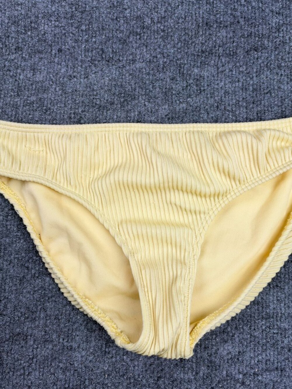 Abercrombie Kids Girls 11/12 Ribbed Bikini Bottom Swimwear Yellow Snags Flaw